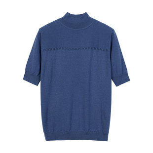 2025春季新款五分袖黑色毛衣女宽松针织衫外穿半高领打底衫中袖衫