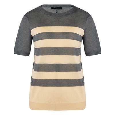 BCBG春夏凉感物语莱赛尔混纺兑珩条纹圆领轻薄圆领针织衫女