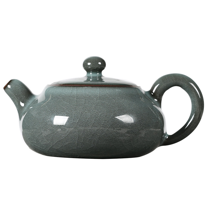 龙泉青瓷哥窑铁胎手工精修茶壶