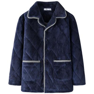 秋冬季男睡衣单件上衣珊瑚绒夹棉