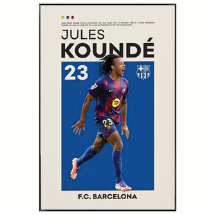 巴塞罗那足球俱乐部装饰画梅西壁画巴萨MSN队歌口号球迷海报挂画