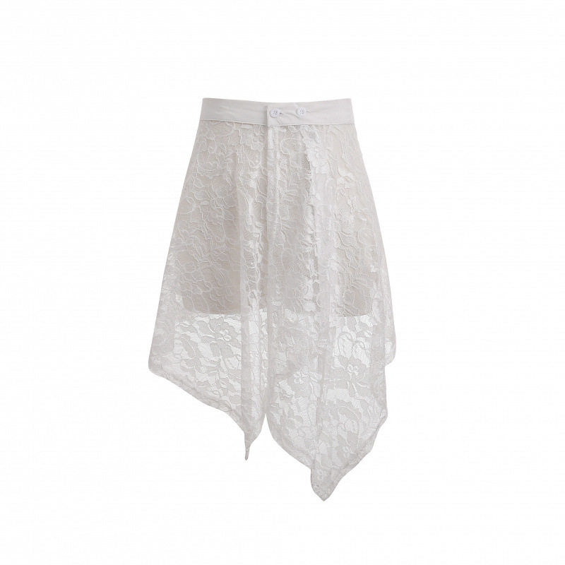 时尚复古设计大码蕾丝半身裙遮臀屁帘夏季新款不规则2025短裙围裙