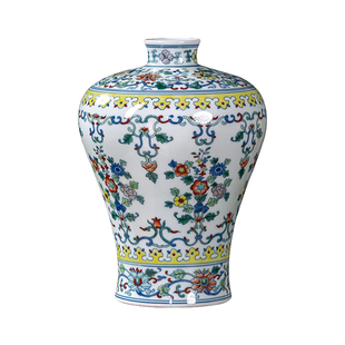 高端手绘斗彩仿古花瓶景德镇陶瓷客厅玄关博古架收藏装饰摆件送礼