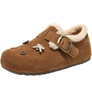 徐若晗董璇同款百丽小福马吐司毛毛勃肯鞋女雪地靴子情人节礼物预