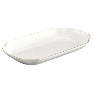大尺寸金边鱼盘家用陶瓷蒸鱼盘子高级感轻奢长方形14/10寸装鱼盘
