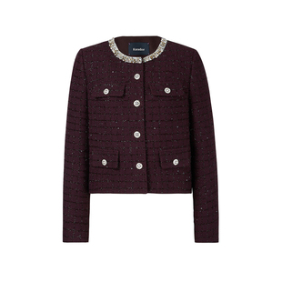 Koradior珂莱蒂尔商场同款2025冬新款精致千金风珠片香风羽绒服女