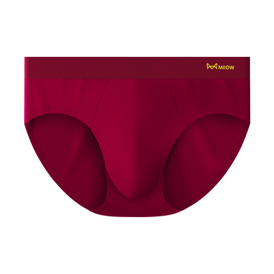 猫人纯棉酒红三角内裤男款本命年