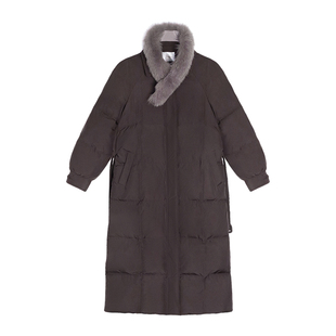 贰羊设计【暮云】老钱风收腰羽绒服女新国标90白鸭绒保暖过膝外套