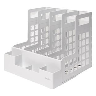 得力彩色文件框加厚四联儿童可爱书立架学生文具试卷收纳办公室桌面文件收纳架档案资料分类文件架资料架