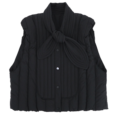 有尾白鹅绒领结羽绒马甲