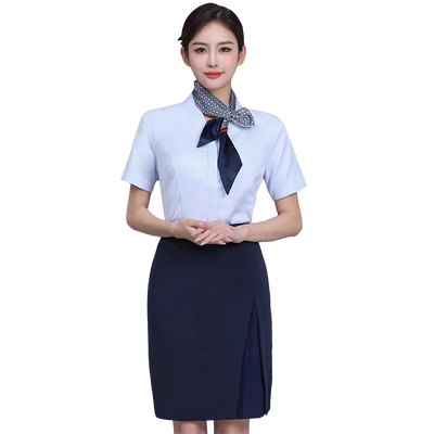纯岚中国移动工作服女夏短袖衬衫