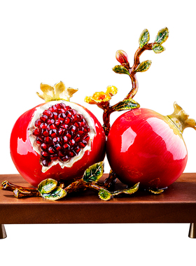 合金石榴珐琅彩摆件多子多福礼品