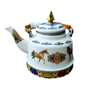 藏式八吉祥珐琅彩搪瓷茶壶蒙古西藏民族特色奶茶酥油冲茶壶茶餐具