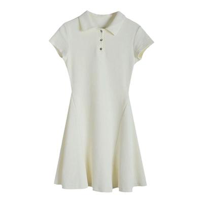 ronA字纯色减龄收腰polo领连衣裙