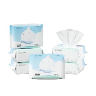 十月结晶婴儿纯棉柔巾S码新生宝宝干湿两用一次性洗脸巾100抽*6包