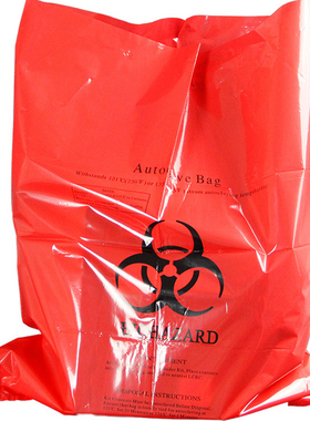 红色生物危险处理袋黄色耐高温高压医疗废物垃圾袋加厚平口大中小