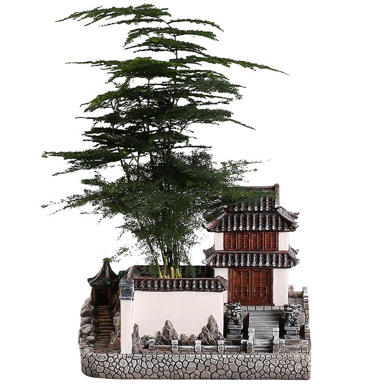 中式桌面微景观造景树脂花盆摆件