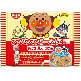 日本本土日清NISSIN面包超人儿童酱油拉面/乌冬面方便面泡面4小包