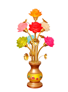 家用佛堂插电LED七彩莲花供佛灯