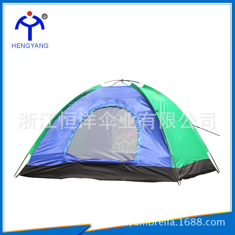 恒洋品牌户外双人双门帐情侣批发帐露营款广告帐篷手动礼品防晒