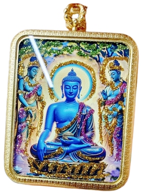 药师佛守护健康单面西藏唐卡吊坠