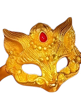 澜焰狐狸面具戒指女仿真黄金国潮指环小众轻奢高级感沙金饰品配饰