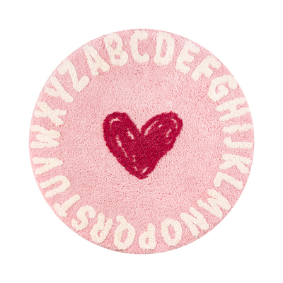 圆形地毯女孩卧室床边毯儿童阅读地垫粉色爱心房间加厚可机洗防滑