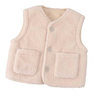 新款女童羊羔绒背心男宝宝坎肩外穿保暖马夹秋冬款中小童洋气马甲