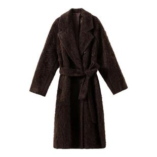 【静奢战袍】1OO%山羊绒 皮草级贵价拉毛拉绒双排扣呢子大衣女