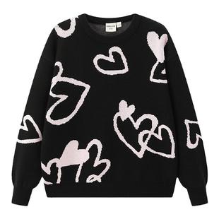 加比瑞童装 秋冬新品 女童简约舒适套头全棉提花毛衣中大童针织衫