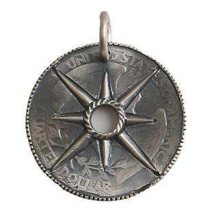 一休老银匠 HORIZON BLUE/HB 手作925纯银 羽翼射线银饼吊坠 潮流