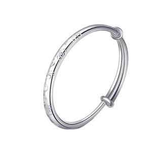 香港正生纯银s999祥云光圈足银手镯亲子款中大童推拉手环简约新品