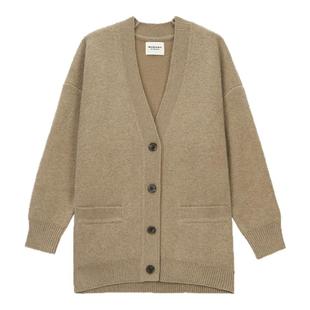 MARANT ETOILE CARDIGAN LEANE法式中长款V领羊毛女式针织开襟衫
