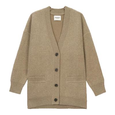 MARANT ETOILE CARDIGAN LEANE法式中长款V领羊毛女式针织开襟衫