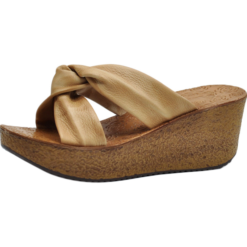 Artmu阿木复古坡跟扭结一字拖鞋女夏外穿厚底高跟皮拖2026新款