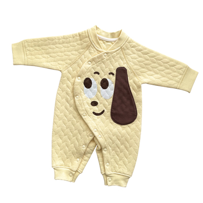秋冬婴儿三层夹棉保暖卡通连体衣