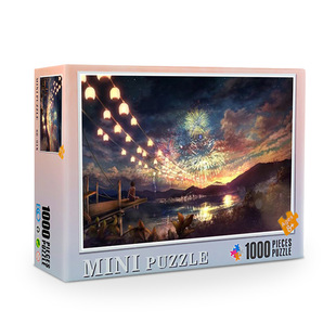 微细迷你拼图1000片长日烟火大人解压治愈烟花纯白暗黑地狱拼图