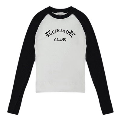 ECHOADE复古印花拼色插肩袖T恤