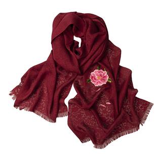 筛月苏绣高贵桑蚕丝真丝花罗长款围巾披肩防晒空调手工双面绣丝巾