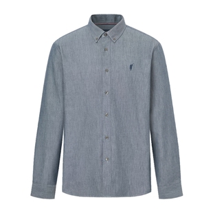 POLOWALK男式长袖衬衫2026春季新品简约商务风通勤长袖衬衣男装