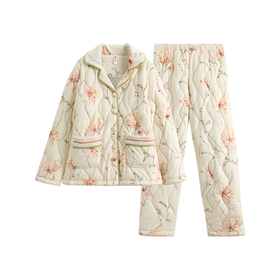 芬腾女士睡衣冬季珊瑚绒夹棉袄