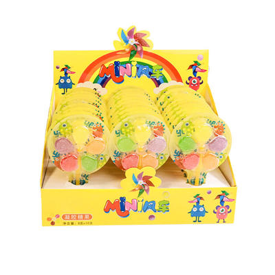 五彩风车糖软糖批发水果味棒棒糖网红休闲零食卡通彩虹糖果大风车