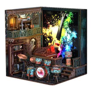 音乐之声灯光画diy手工小屋艺术生日礼物木质书立拼装模型原创