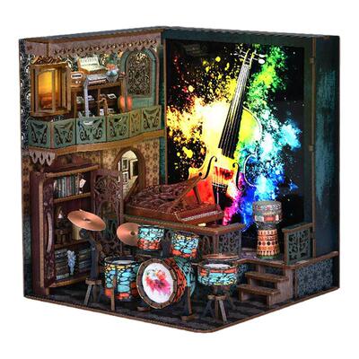 音乐之声灯光画DIY小屋木质模型