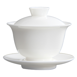 功夫茶具盖碗德化白瓷家用茶杯泡茶大号三才碗单个不烫手茶碗定制