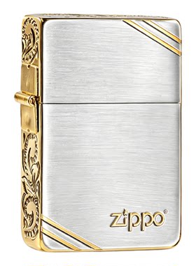 ZIPPO正品煤油打火机1935复刻侧雕花唐草白金标志生日送男友礼物