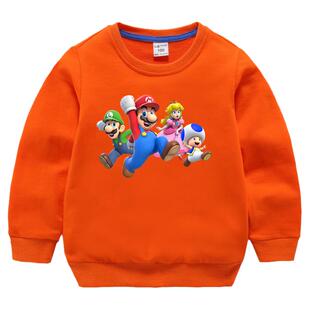 超级玛丽super Mario新款中童卫衣儿童长袖棉上衣儿童圆领打底衫