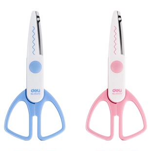 得力花边剪刀儿童手工波浪锯齿纹DIY小剪刀照片花纹剪学生手帐美工美术幼儿园宝宝用安全剪纸刀