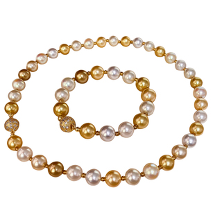 南洋白蝶皇后珍珠项链女人造海水澳白金珠混彩锁骨隔珠颈链毛衣链