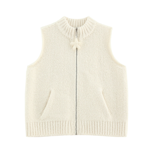 【星瑜】高定加厚绵羊毛混纺 肌理感曲曲纱手工星星毛织马甲-W337